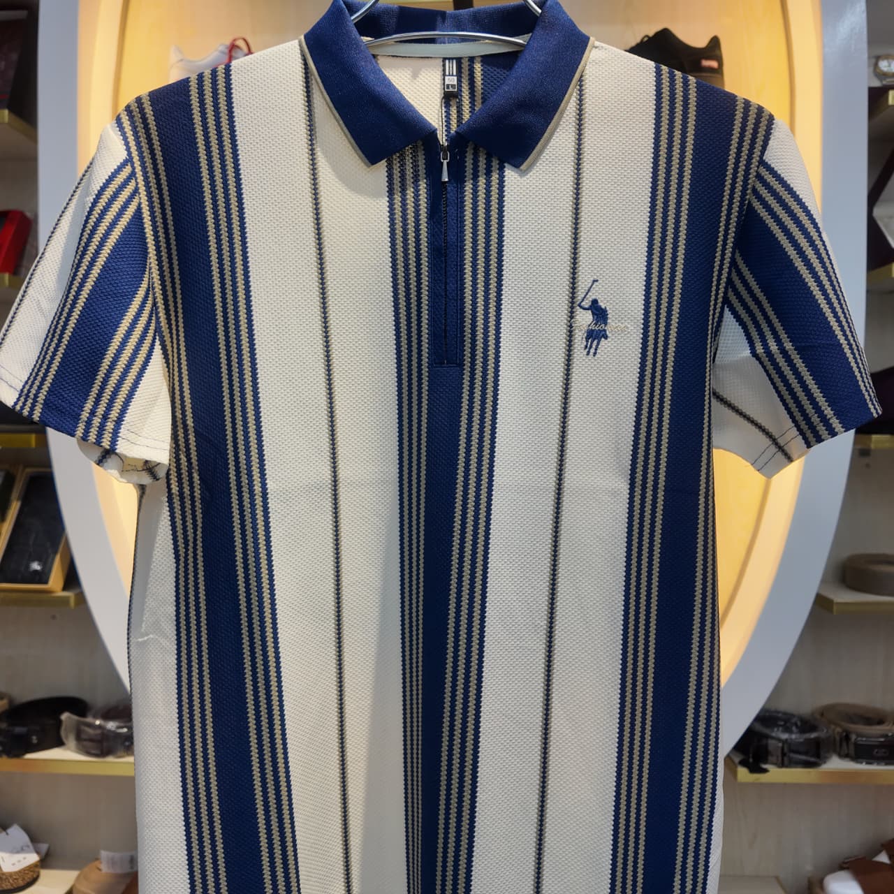 WhatsApp Image 2026-09-30 at 7.36.19 PM Premium Striped Half-Zip Polo Shirt - Image 1