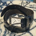 Premium Black Textured Leather Belt with  - Image 2