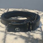 Luxury Black Embossed Auto-Lock Leather Belt