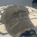 Vintage Washed Grey Distressed Baseball Cap 