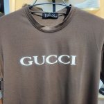 Premium Brown GUCCI Printed Crew Neck T-Shirt - Image 2