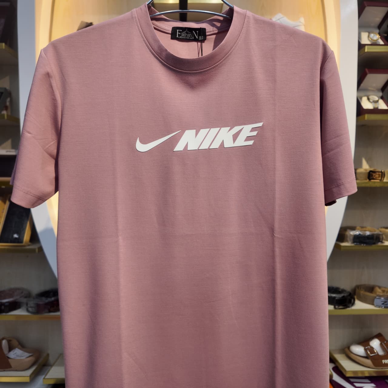 WhatsApp Image 2026-10-12 at 12.58.14 PM Premium Dusty Pink NIKE Printed Crew Neck T-Shirt - Image 1